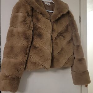 Sofia by Sofia Vergara Plush Tan Teddy Jacket